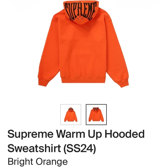 Supreme Orange Warm Up Hoodie - Picture 2 of 4